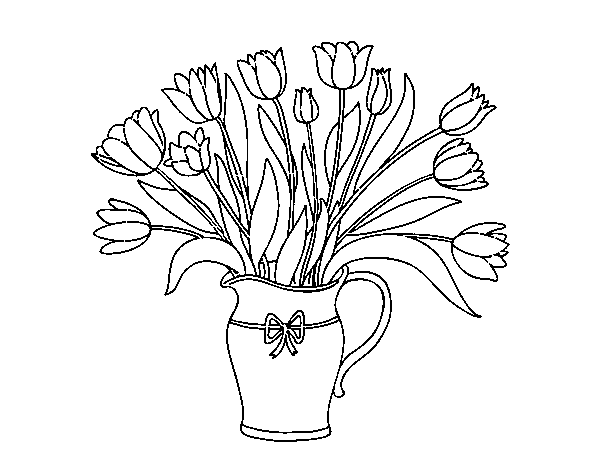 Desenho de Jarro de tulipa para Colorir