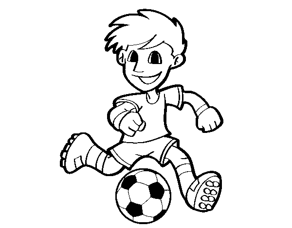 Desenho de Jogador de futebol com bola para Colorir
