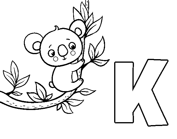 Desenho de K de Koala para Colorir
