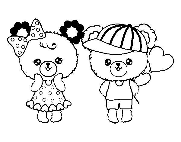 Desenho de Kawaii ursos para Colorir