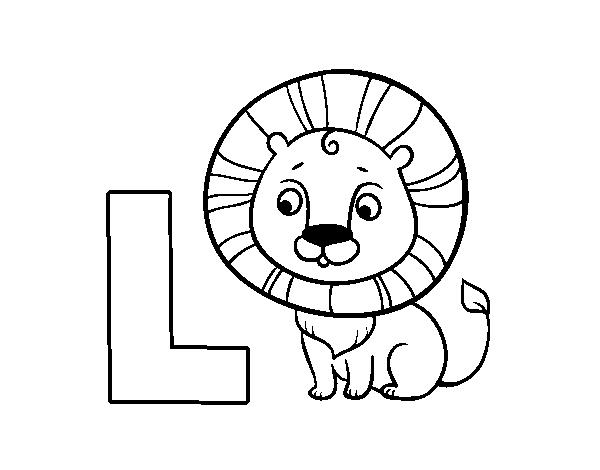 Desenho de L de Leão para Colorir