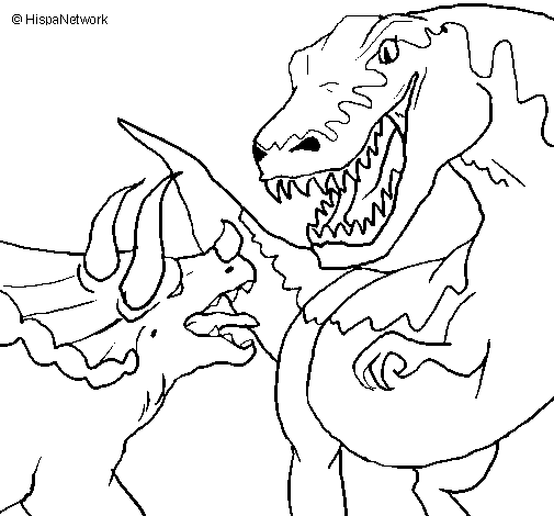 Desenho de Luta de dinossauros para Colorir