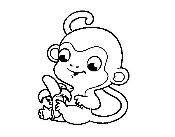 Desenho de Macaco com banana para Colorir