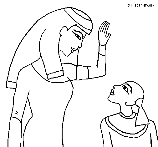 Desenho de Mãe e filho egipcios para Colorir