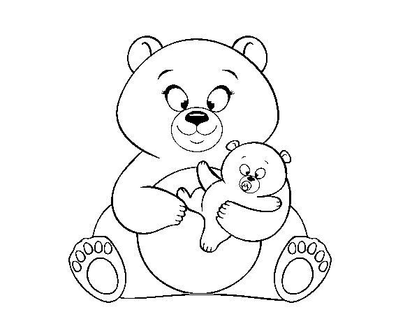 Desenho de Mãe ursa ursinho para Colorir