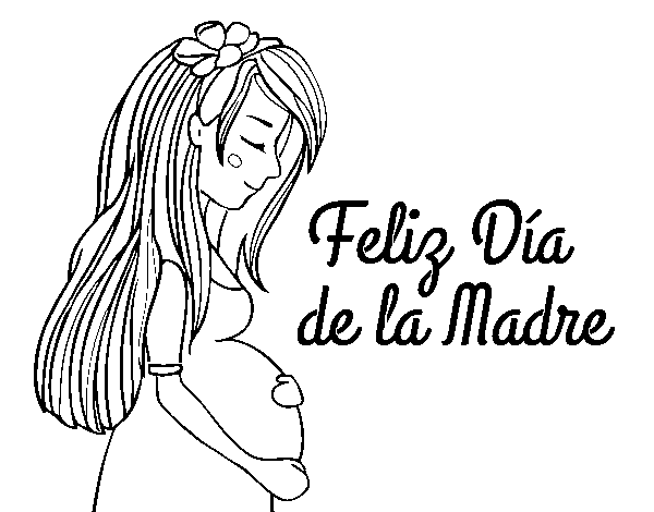 Desenho de Mamã grávida no Dia da Mãe para Colorir