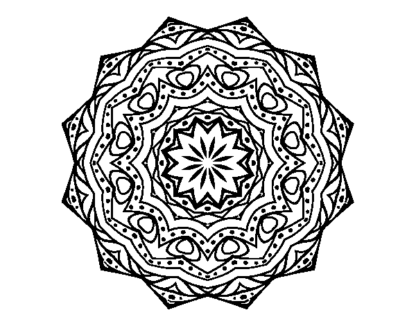 Desenho de Mandala com estrato  para Colorir