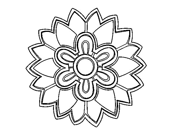 Desenho de Mandala em forma flor weiss para Colorir
