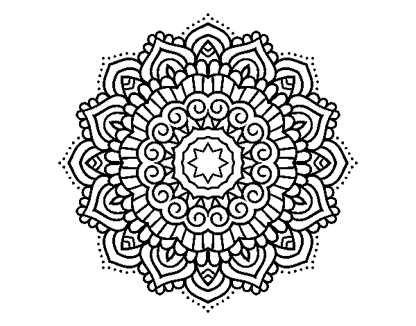 Desenho de Mandala estrela decorada para Colorir