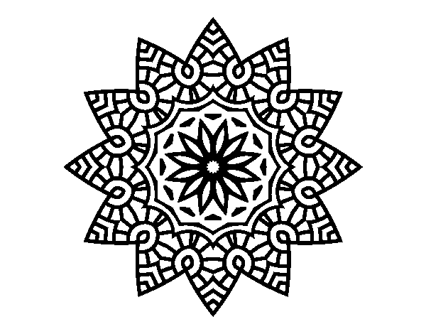 Desenho de Mandala estrela floral para Colorir