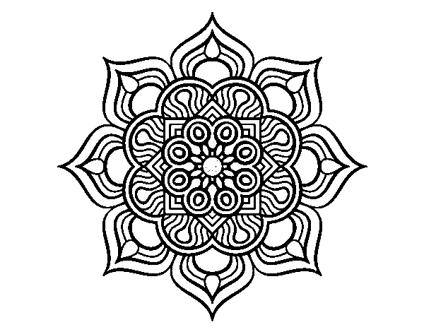 Desenho de Mandala flor de fogo para Colorir