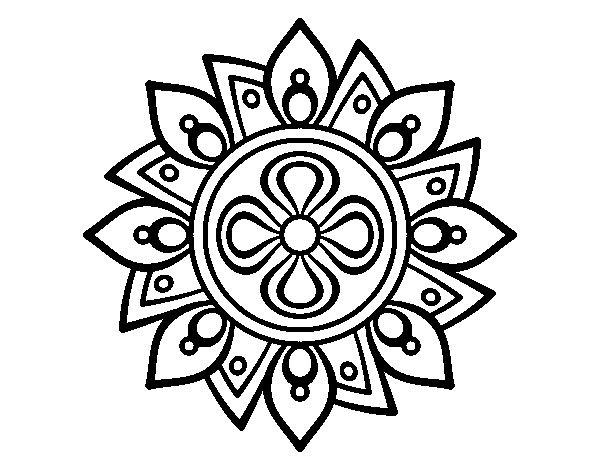Desenho de Mandala flor simple para Colorir