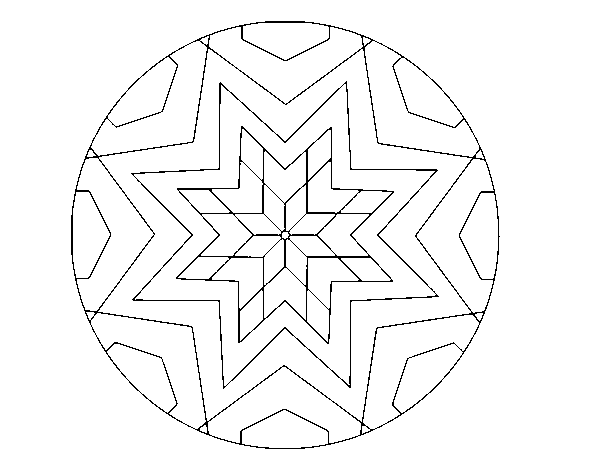 Desenho de Mandala mosaico estrela para Colorir