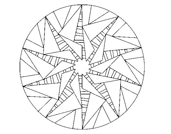 Desenho de Mandala sol triangular para Colorir
