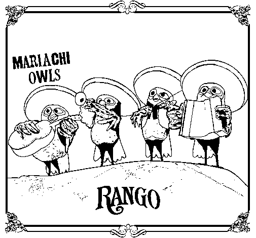 Desenho de Mariachi Owls para Colorir