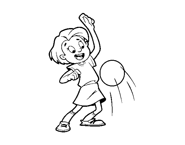 Desenho de Menina a chutar a bola para Colorir