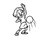 Desenho de Menina a chutar a bola para colorear