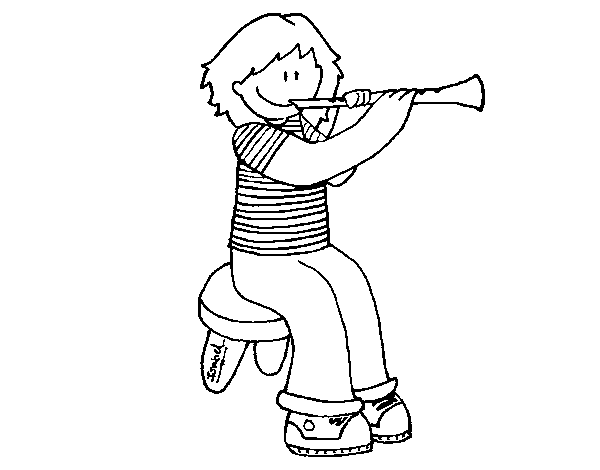 Desenho de Menina com clarinete para Colorir