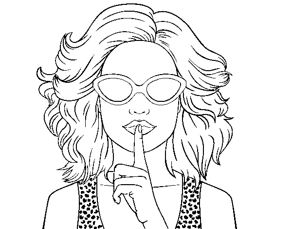 Desenho de Menina com óculos de sol para Colorir