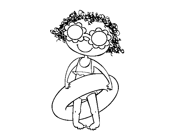 Desenho de Menina com óculos florais para Colorir