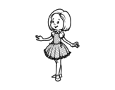 Desenho de Menina com vestido de princesa para colorear