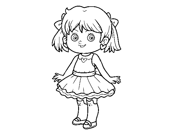 Desenho de Menina com vestido moderno para Colorir
