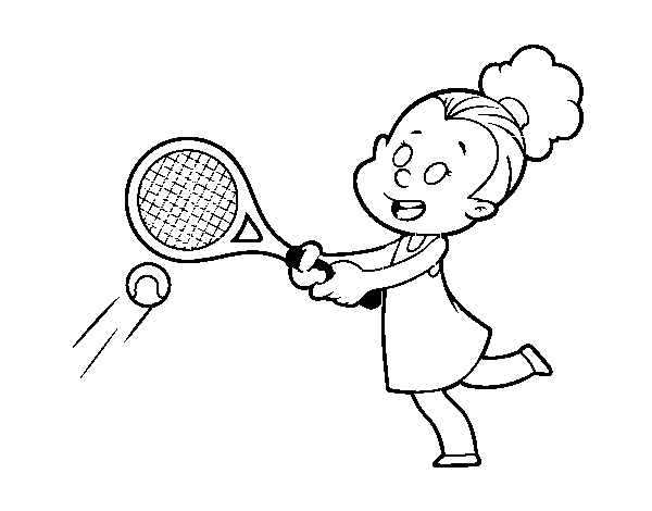 Desenho de Menina jogando o tênis para Colorir