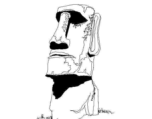 Desenho de Moai da Ilha de Páscoa para Colorir