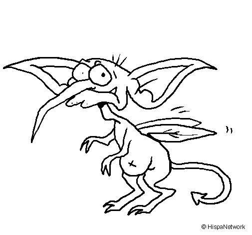 Desenho de Monstro com alas para Colorir