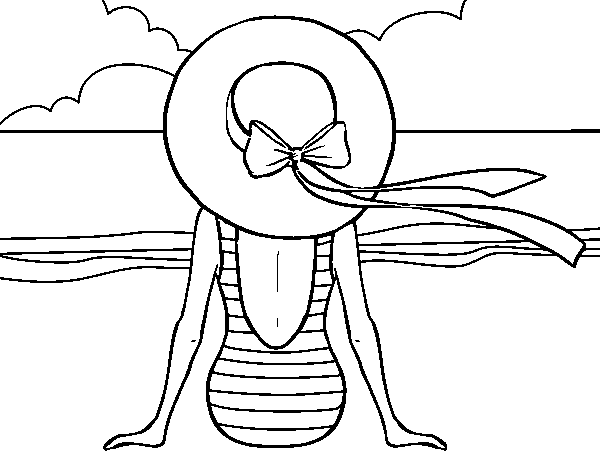 Desenho de Mulher que olha o mar para Colorir