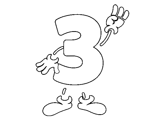 Desenho de Número 3 para Colorir