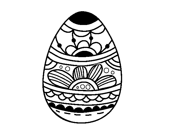Desenho de Ovo da Páscoa com estampa floral para Colorir