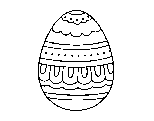 Desenho de Ovo de páscoa branco e preto para Colorir