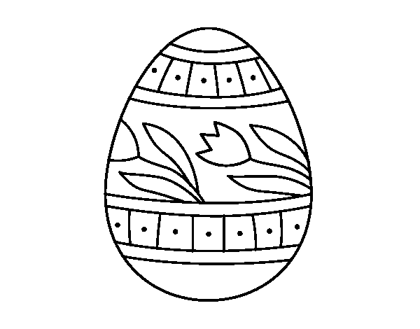 Desenho de Ovo de páscoa com tulipa para Colorir