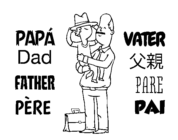 Desenho de Pai e filho com o chapéu para Colorir