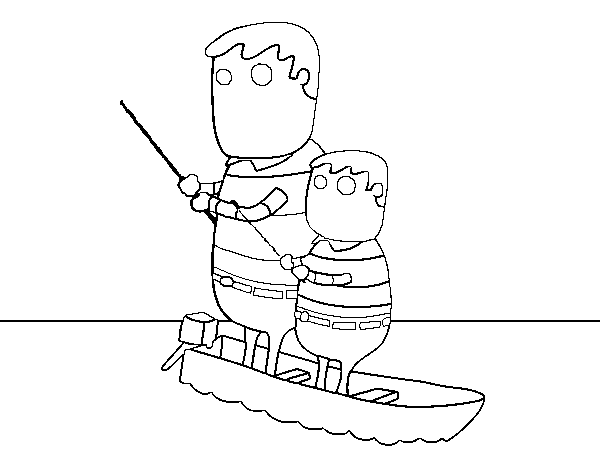 Desenho de Pai e filho de pesca para Colorir