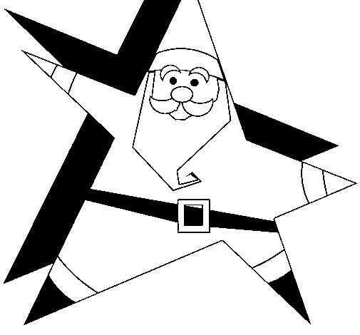Desenho de Pai Natal em forma de estrela para Colorir