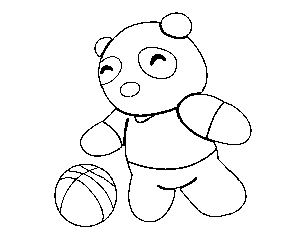 Desenho de Panda com bola para Colorir