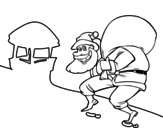 Desenho de Papai Noel e chaminé para colorear