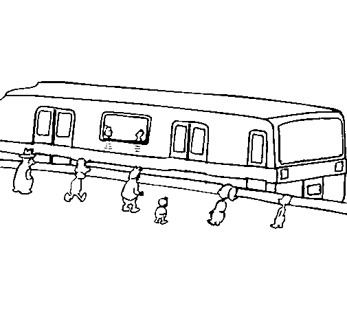 Desenho de Passageiros à espera do comboio para Colorir