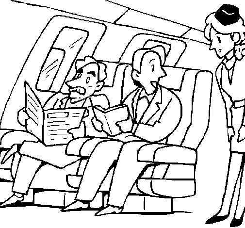 Desenho de Passageiros no avião para Colorir