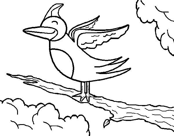 Desenho de Pássaro na árvore para Colorir