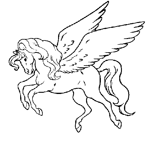Desenho de Pégaso a voar  para Colorir