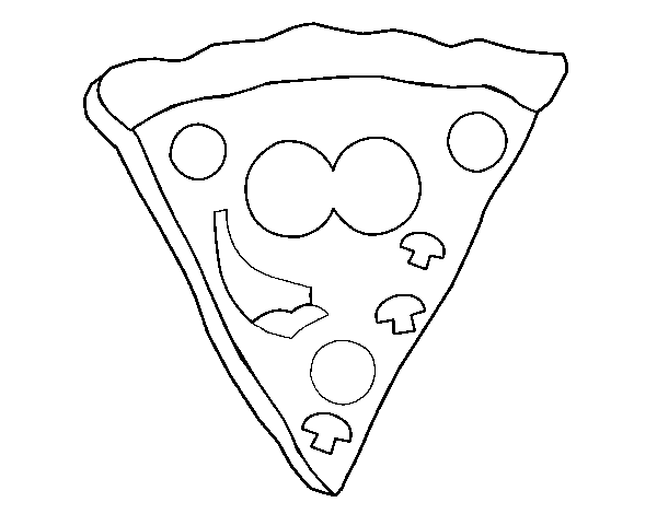 Desenho de Pizza feliz para Colorir