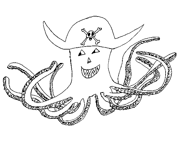 Desenho de Polvo pirata para Colorir