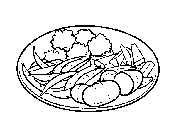 Desenho de Prato vegetal para Colorir