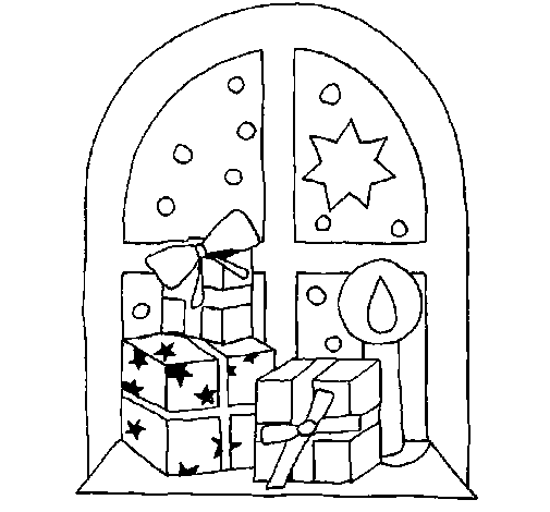 Desenho de Presentes junto à janela para Colorir