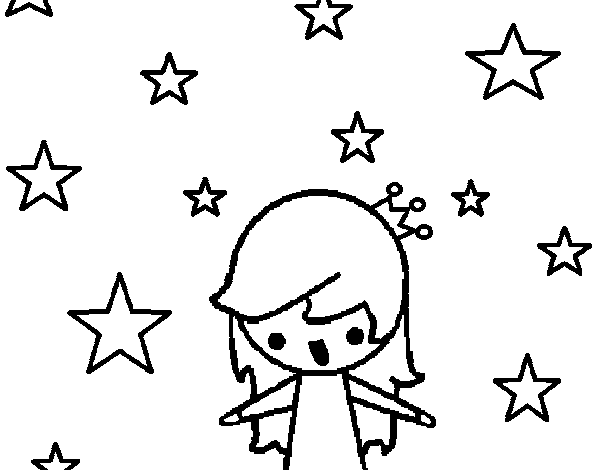 Desenho de Princesa com estrelas para Colorir