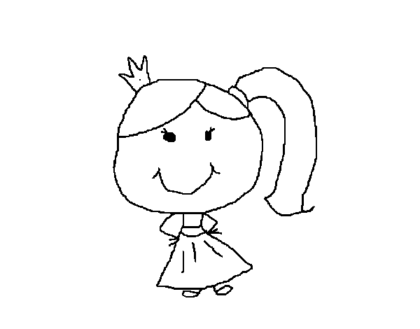 Desenho de Princesa com rabo de cavalo para Colorir