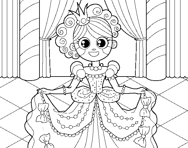 Desenho de Princesa no baile para Colorir